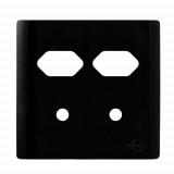 Placa p/ 2 Tomadas + 2 Furos 4x4 - Novara Preto brilhante 